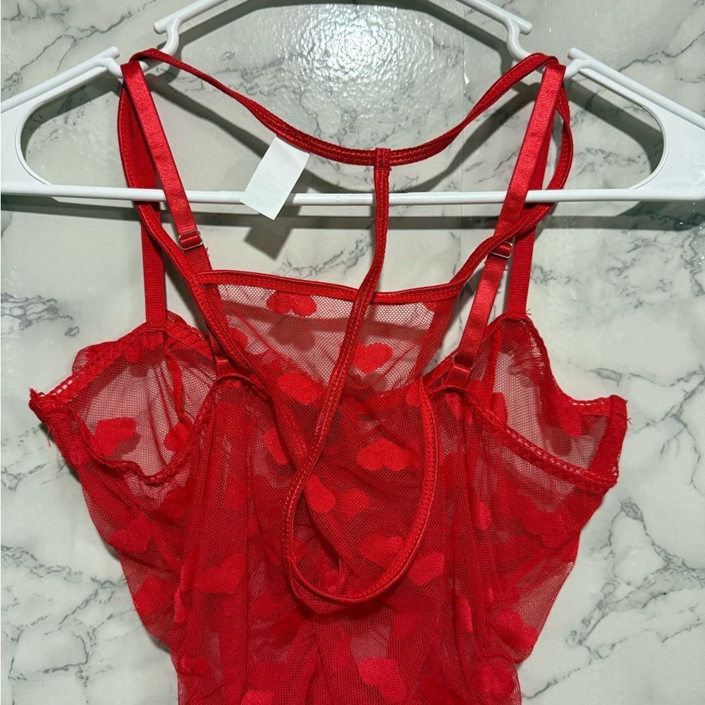 Red Lace Women Intimates Sexy Set Lingerie - Picture 4 of 5